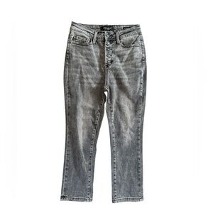 Judy Blue Grey Skinny Crop Button-Fly Jeans 3/26